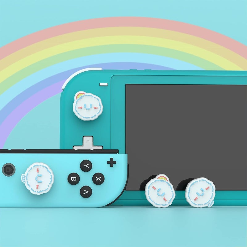 playvital Joystick Caps for Nintendo Switch, Thumbstick Grips for Switch Lite, Analog Cover for OLED Joycon Thumb Grip Caps - Rainbow Clouds & Rainy Clouds - Image 3